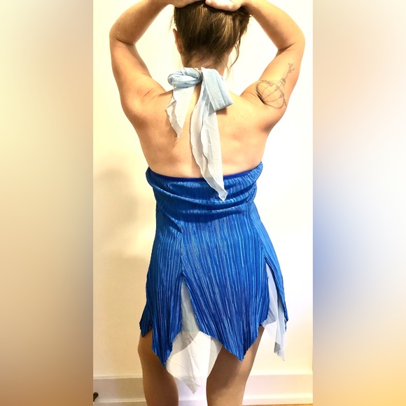 Blue shimmer dance costume with boy shorts - Picture 5 of 6